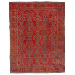Antique Red Turkish Oushak Mansion Carpet, circa 1910s