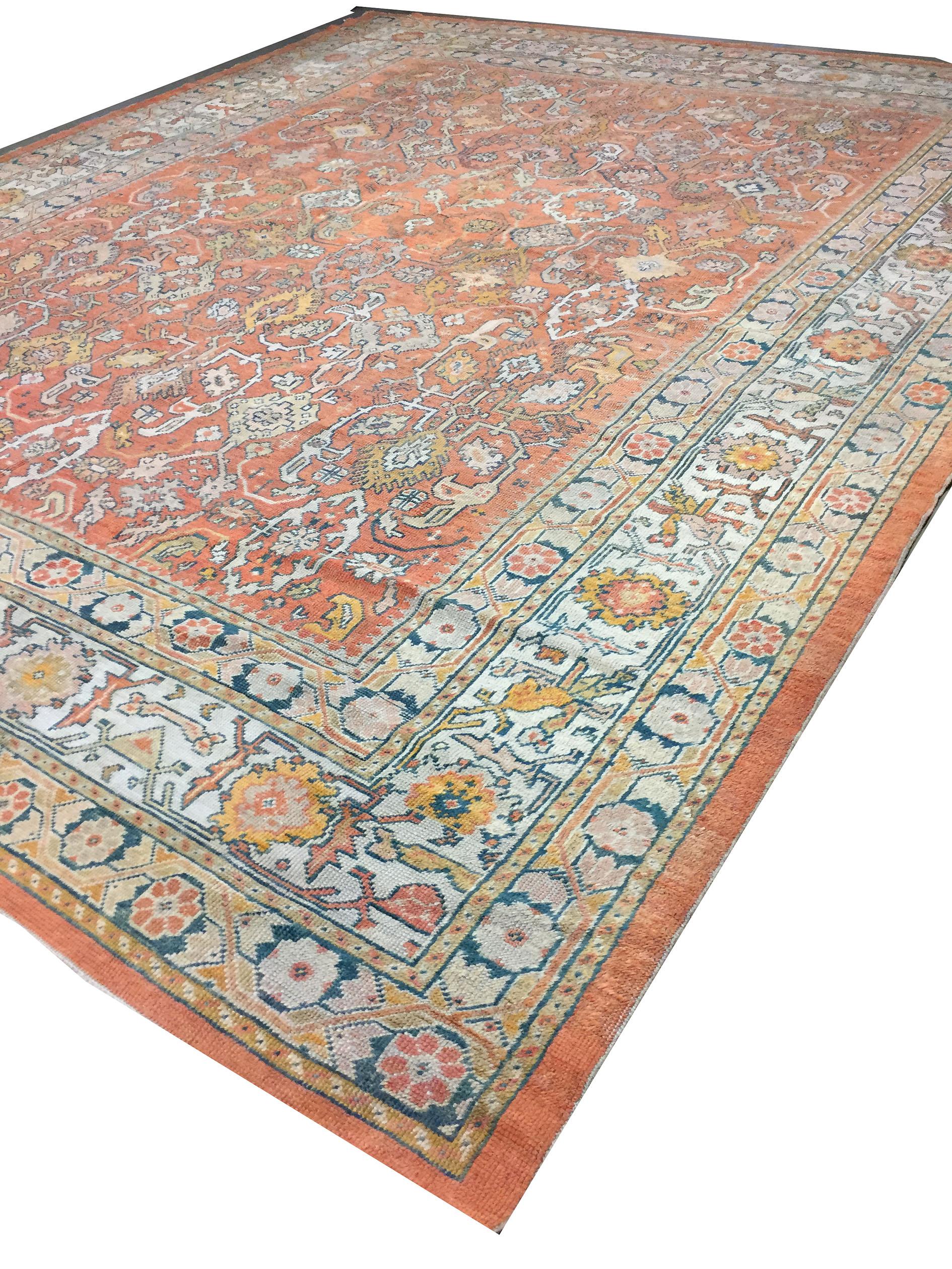 Alfombra Turca Oushak Roja Antigua  12'2 x 15'2 en venta 1