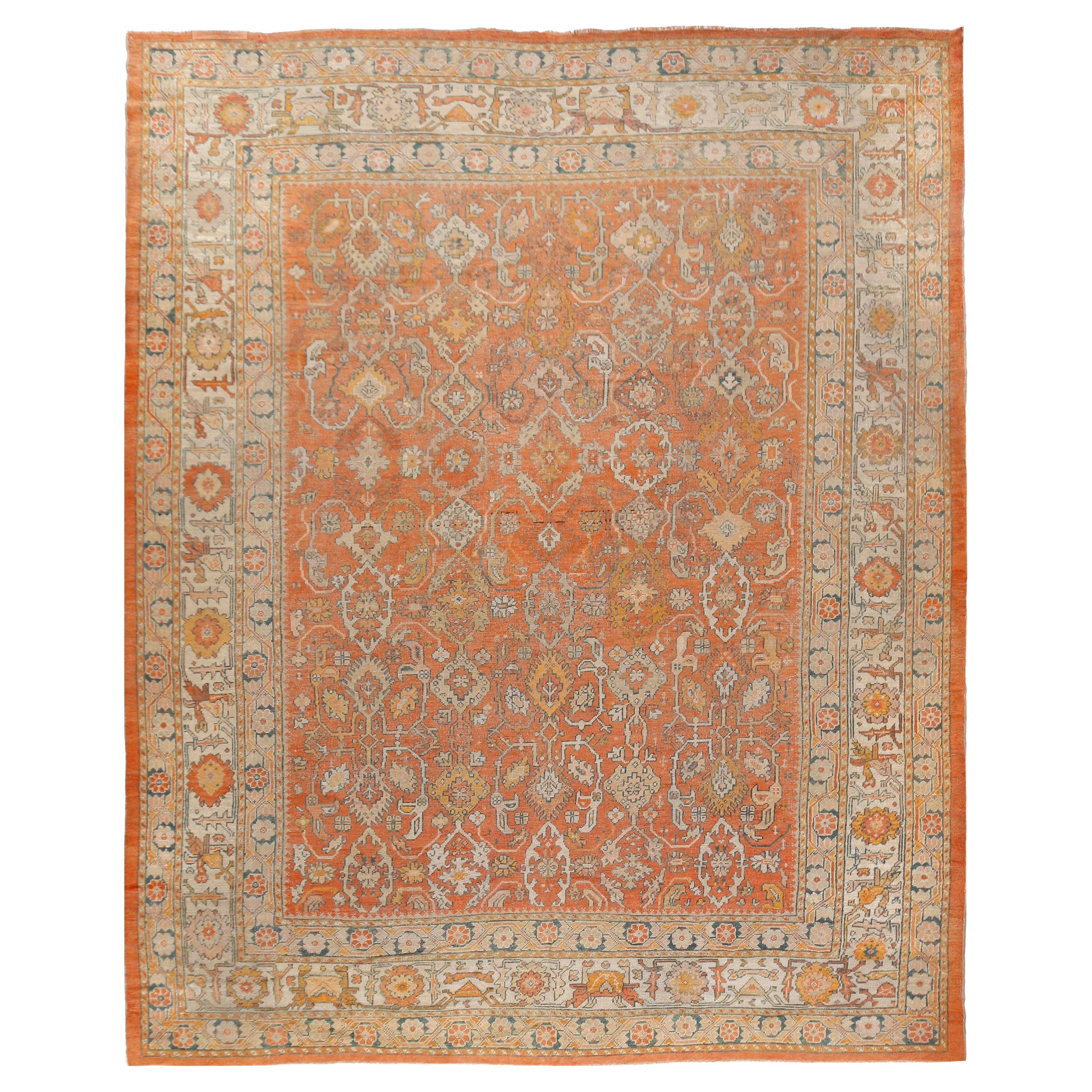 Tappeto Oushak turco rosso antico  12'2 x 15'2