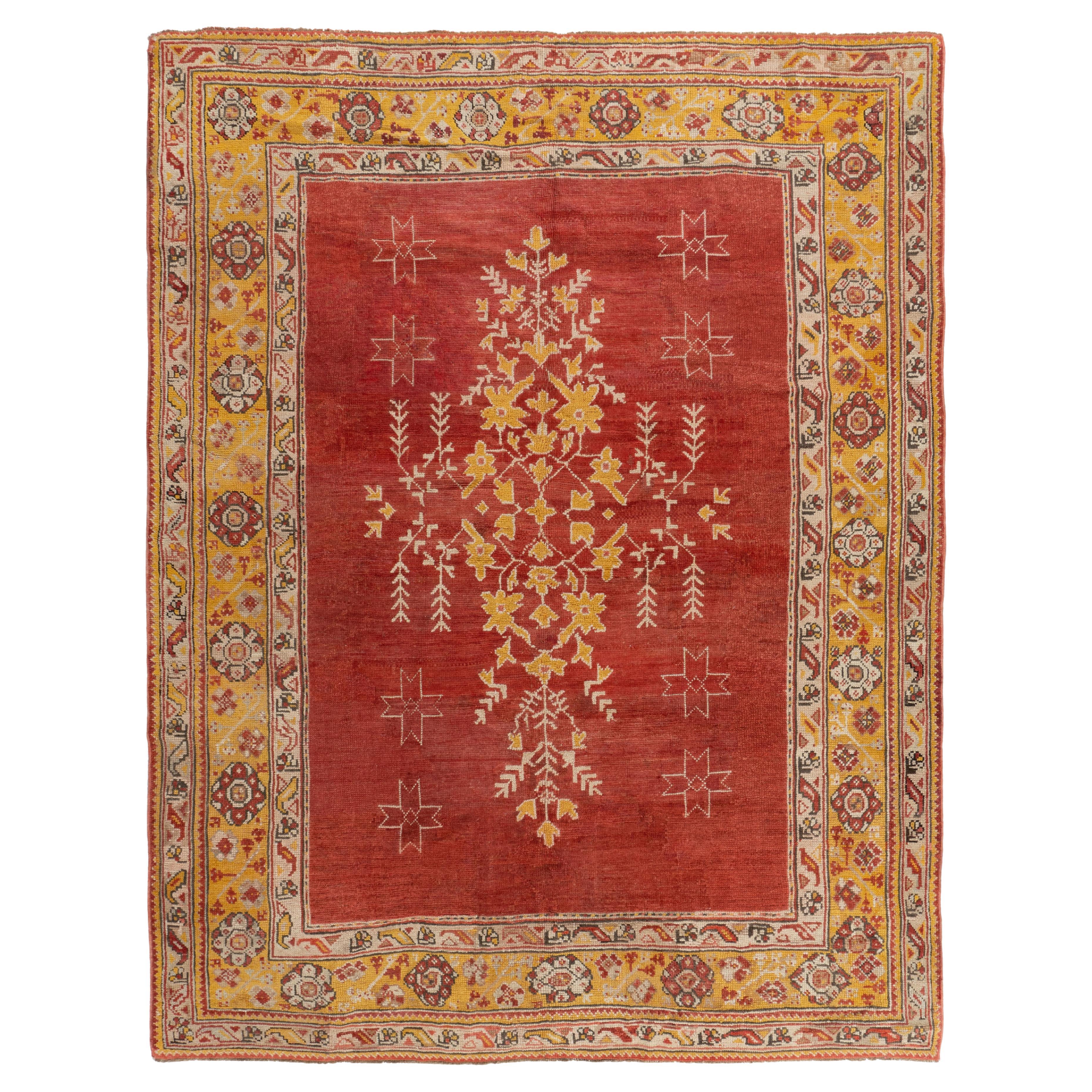 Antiker roter türkischer Oushak-Teppich  8'8 x 11'6