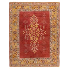 Antiker roter türkischer Oushak-Teppich  8'8 x 11'6