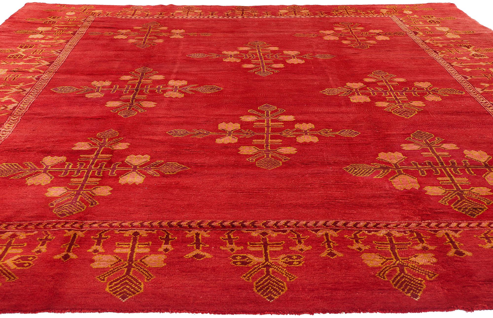 Antiker türkischer Oushak-Teppich aus dem Jahr 1900 in modernem Stil (Handgeknüpft) im Angebot