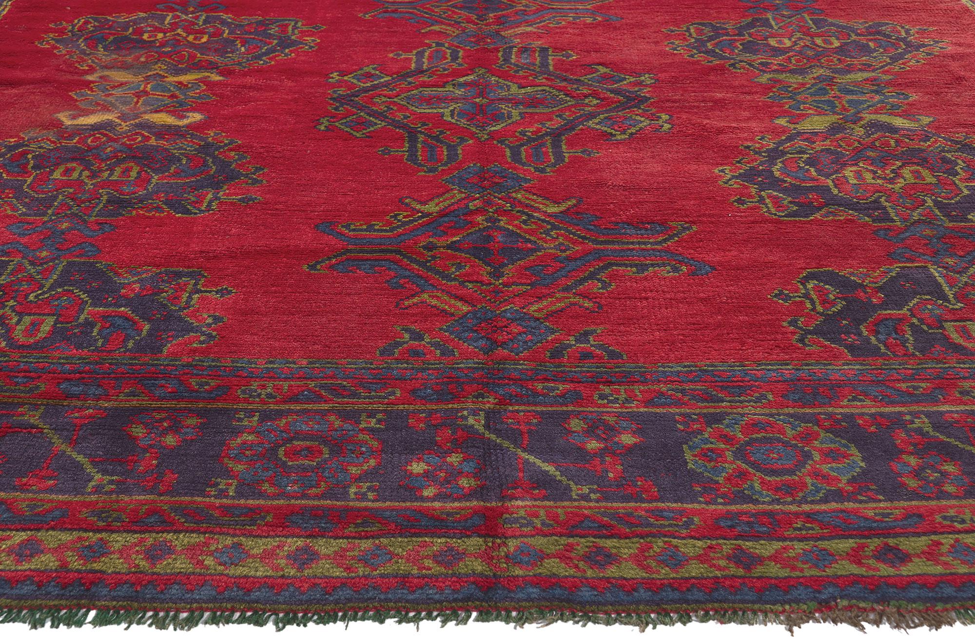 20th Century Antique Red Turkish Oushak Rug For Sale