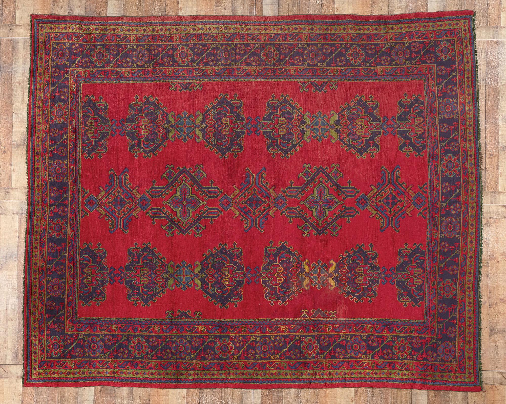 Antique Red Turkish Oushak Rug For Sale 3