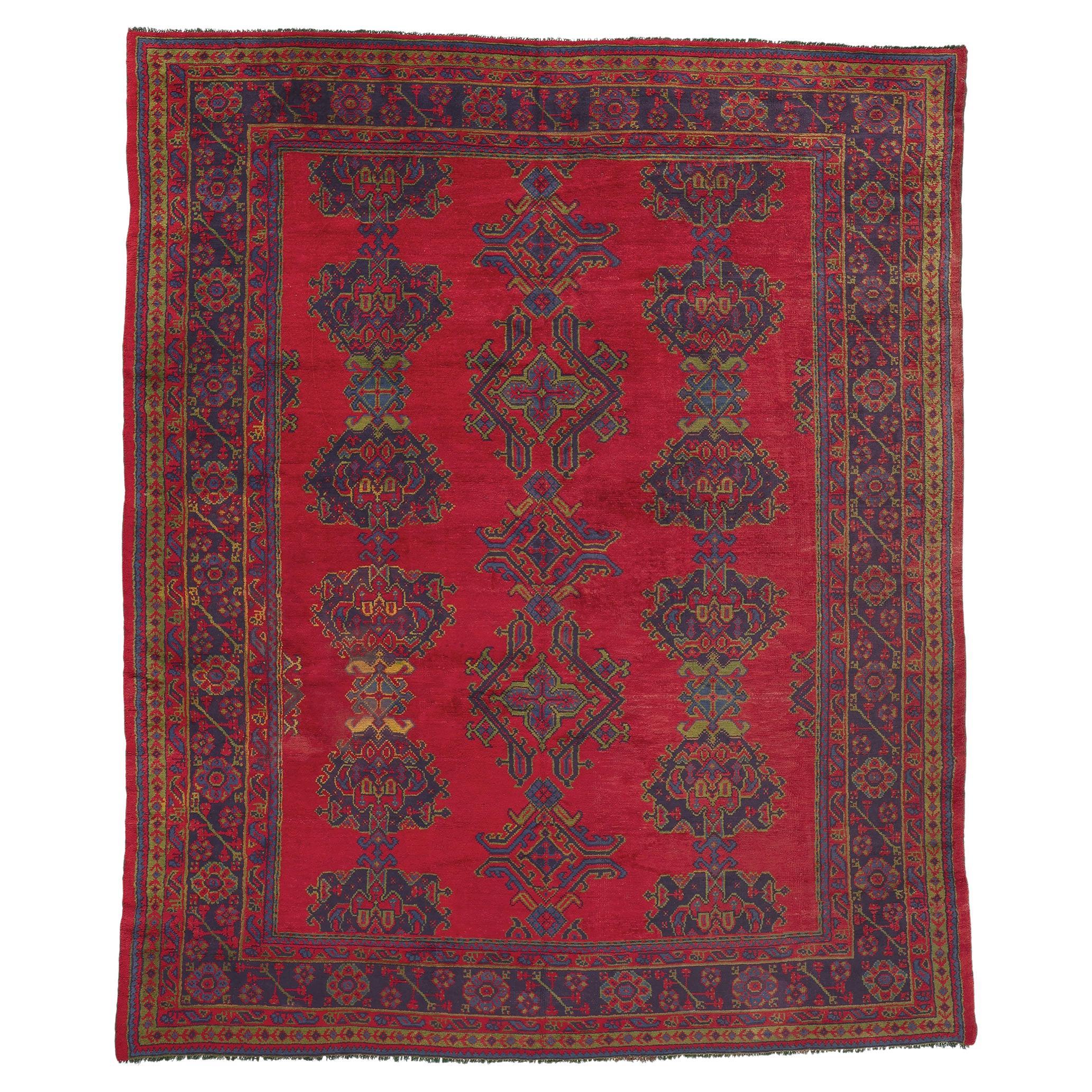 Antique Red Turkish Oushak Rug For Sale