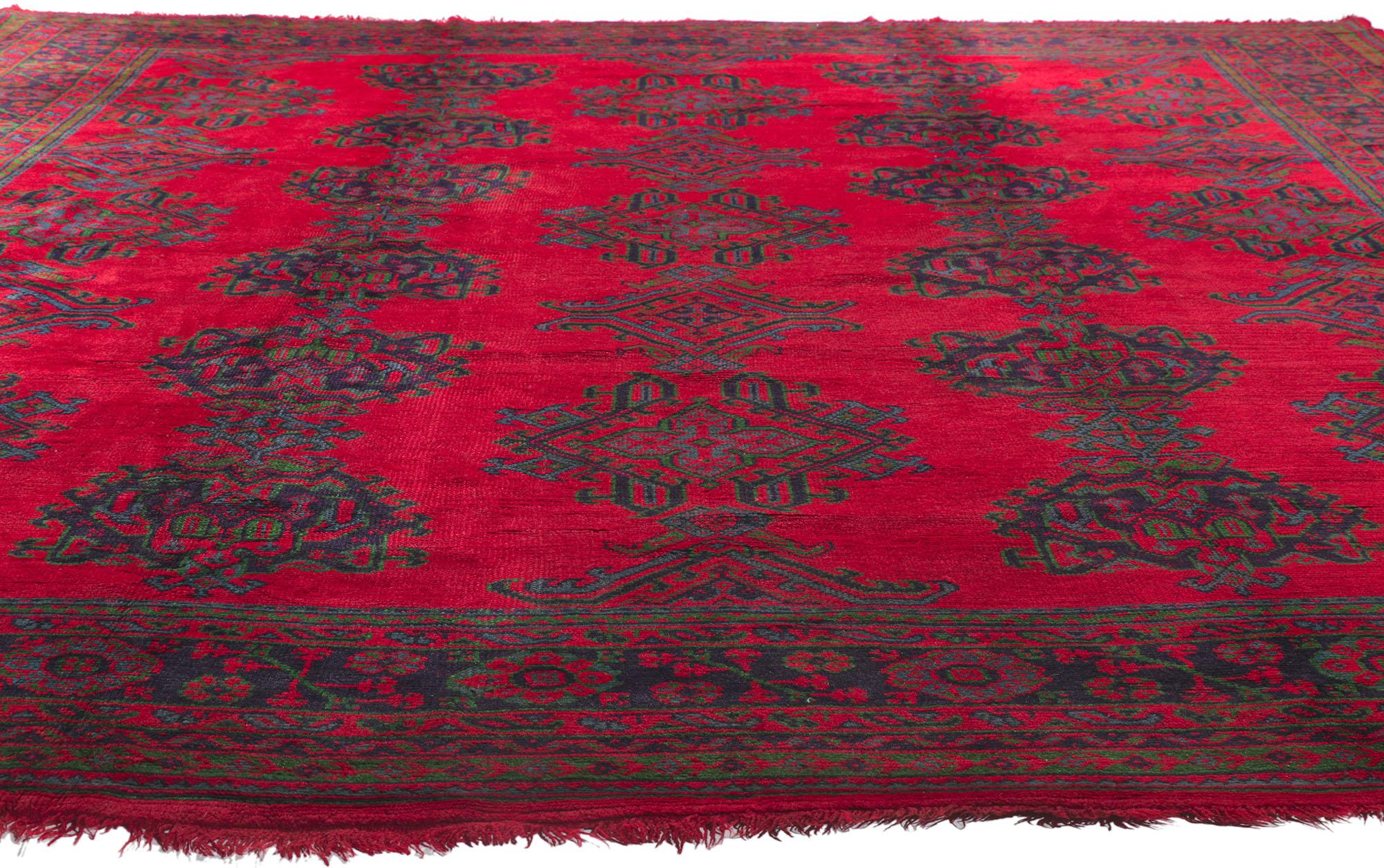 Hand-Knotted Antique Red Turkish Oushak Rug Inspired by Thomas Eakins For Sale