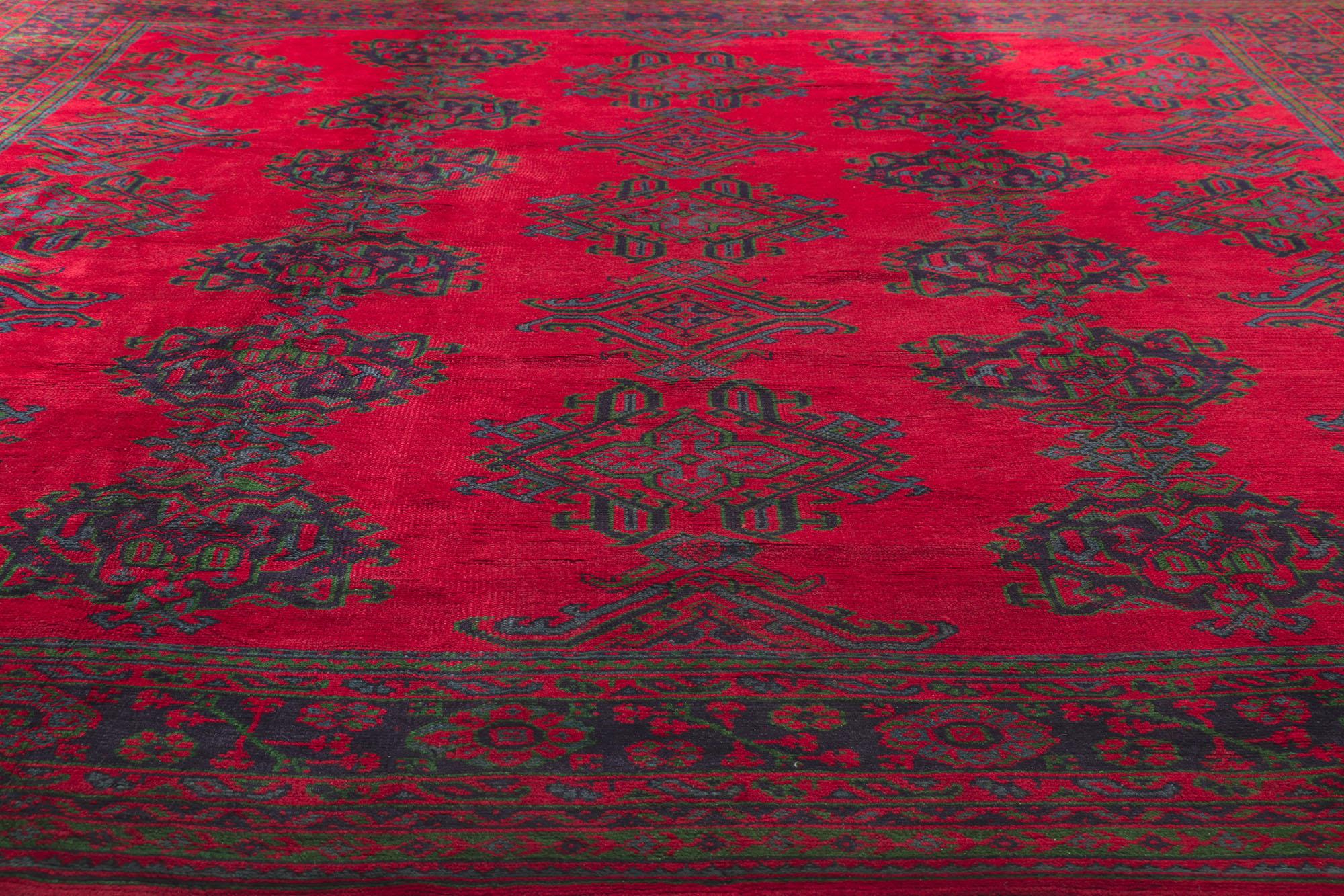 Antique Red Turkish Oushak Rug Inspired by Thomas Eakins In Good Condition For Sale In Dallas, TX