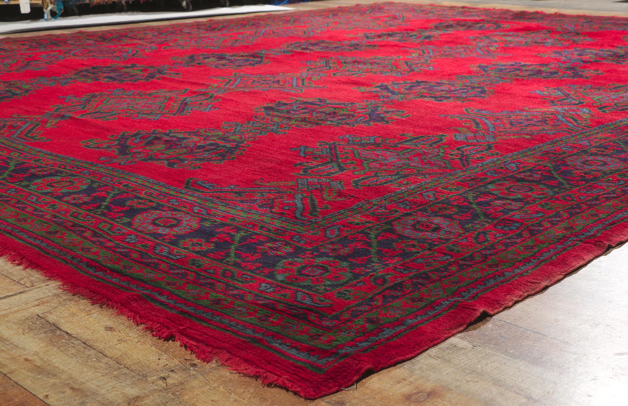 Wool Antique Red Turkish Oushak Rug Inspired by Thomas Eakins For Sale