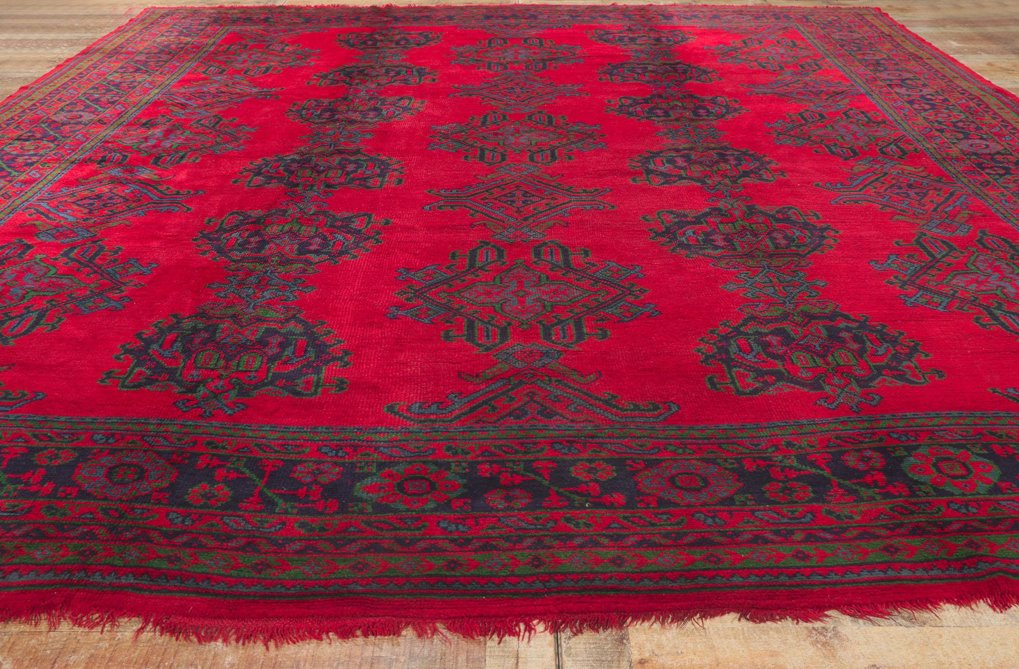 Antique Red Turkish Oushak Rug Inspired by Thomas Eakins For Sale 1