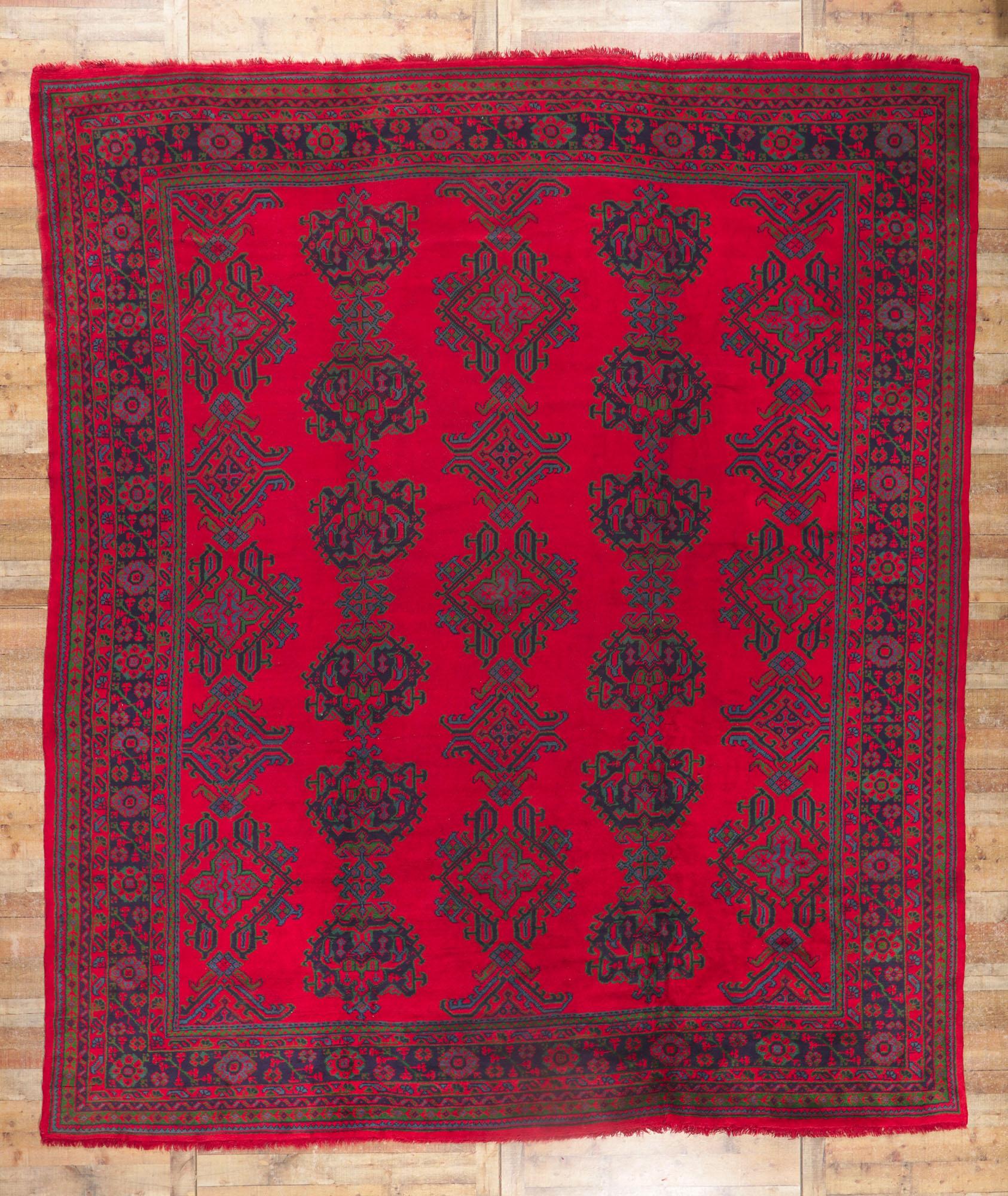 Antique Red Turkish Oushak Rug Inspired by Thomas Eakins For Sale 2