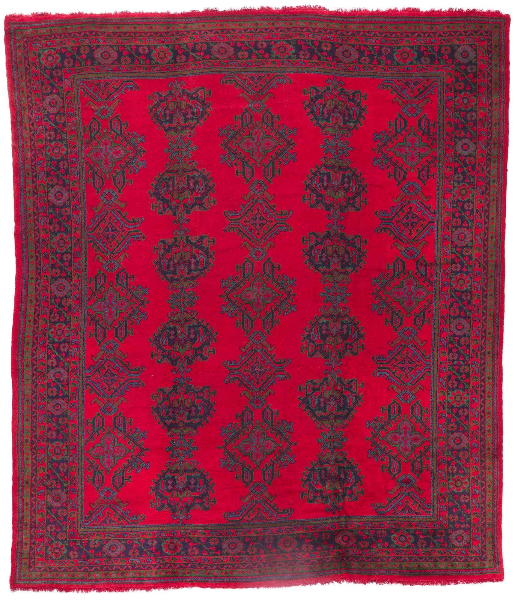 Antique Red Turkish Oushak Rug Inspired by Thomas Eakins For Sale 3