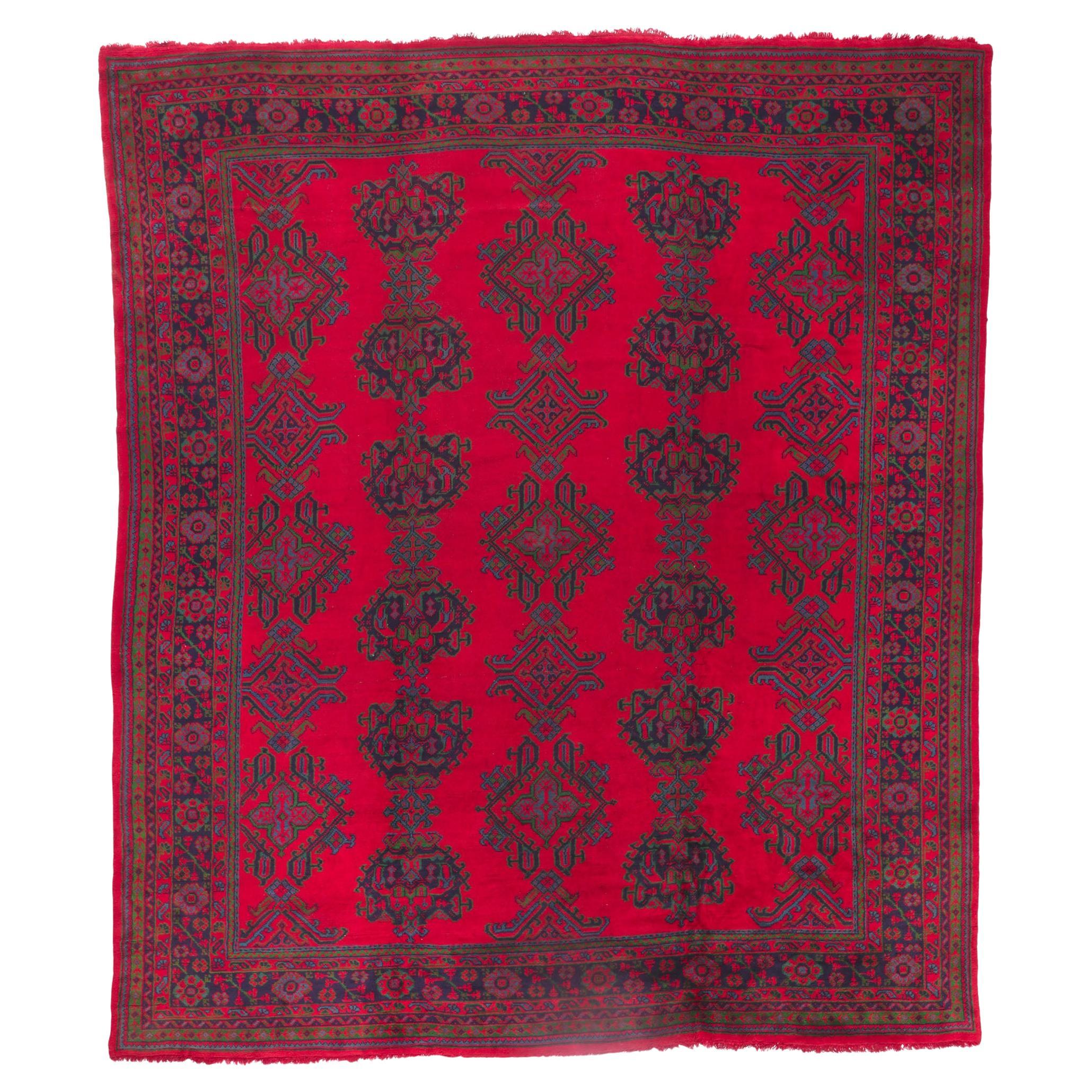 Antique Red Turkish Oushak Rug Inspired by Thomas Eakins For Sale