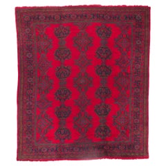 Ancien tapis turc rouge d'Oushak inspiré par Thomas Eakins