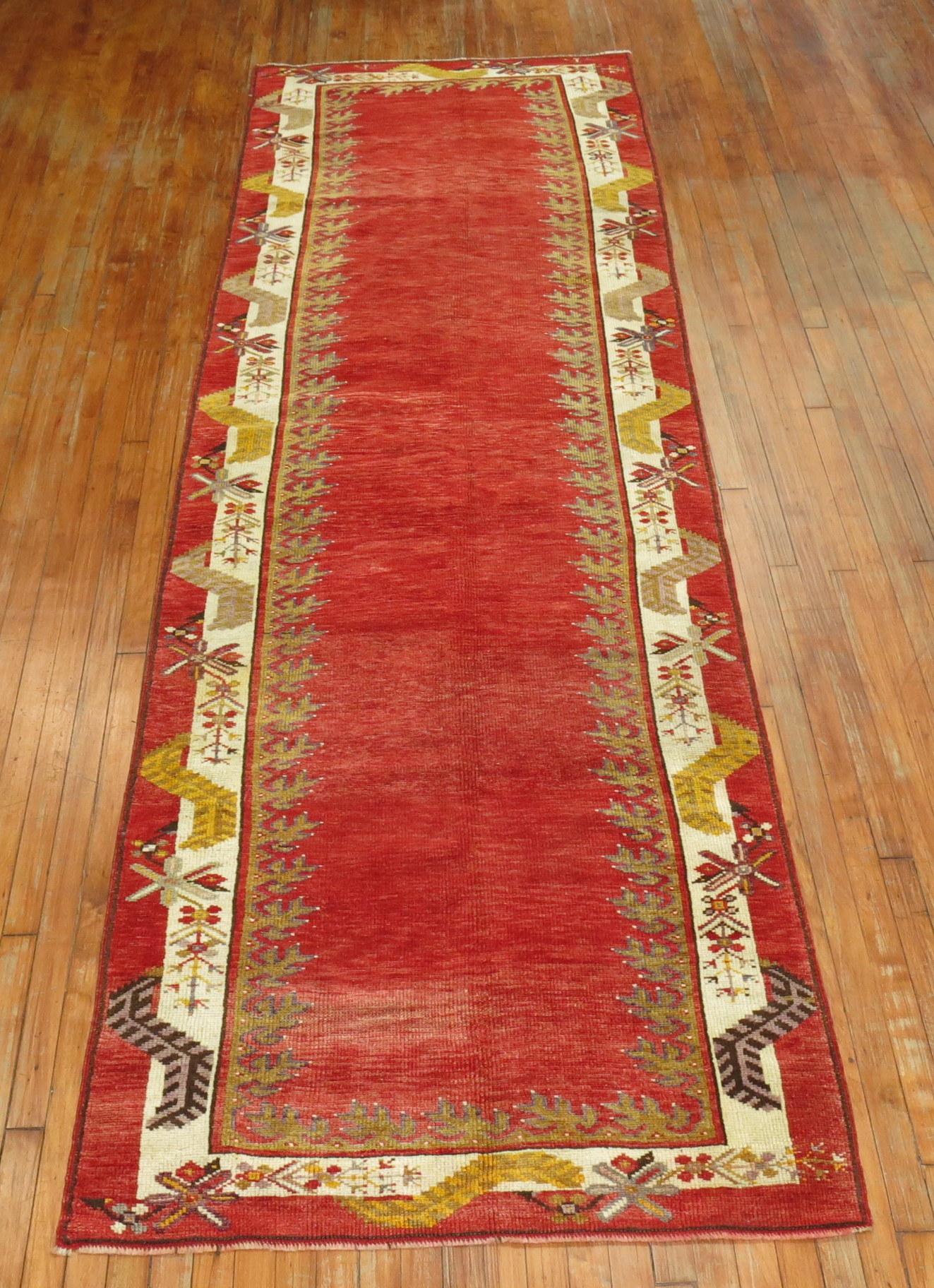 Antique Red Turkish Runner In Excellent Condition For Sale In New York, NY