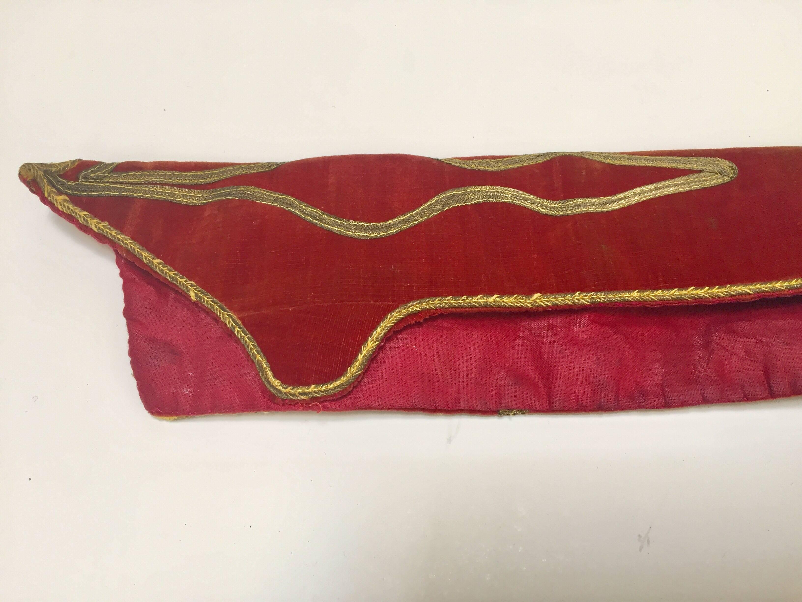 Antique Red Velvet Efe Zeybek Jacket Turkish Vest with Gold Embroidery For Sale 1