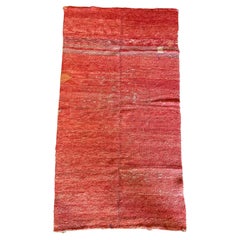 Antique Red Wangden Rug from Tibet, Naturally Dyed Wool