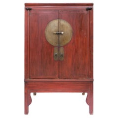 Antique Red Wedding Cabinet from Zhejiang, China