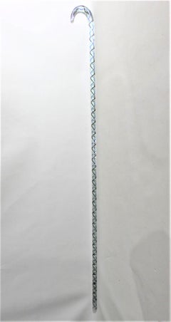 Antique Red White and Blue Swirled End of Day Glass Walking Stick or Parade Cane