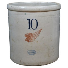 Antique Red Wing Union Pottery Stoneware Crock 10 Gallon Salt Glaze Pickling