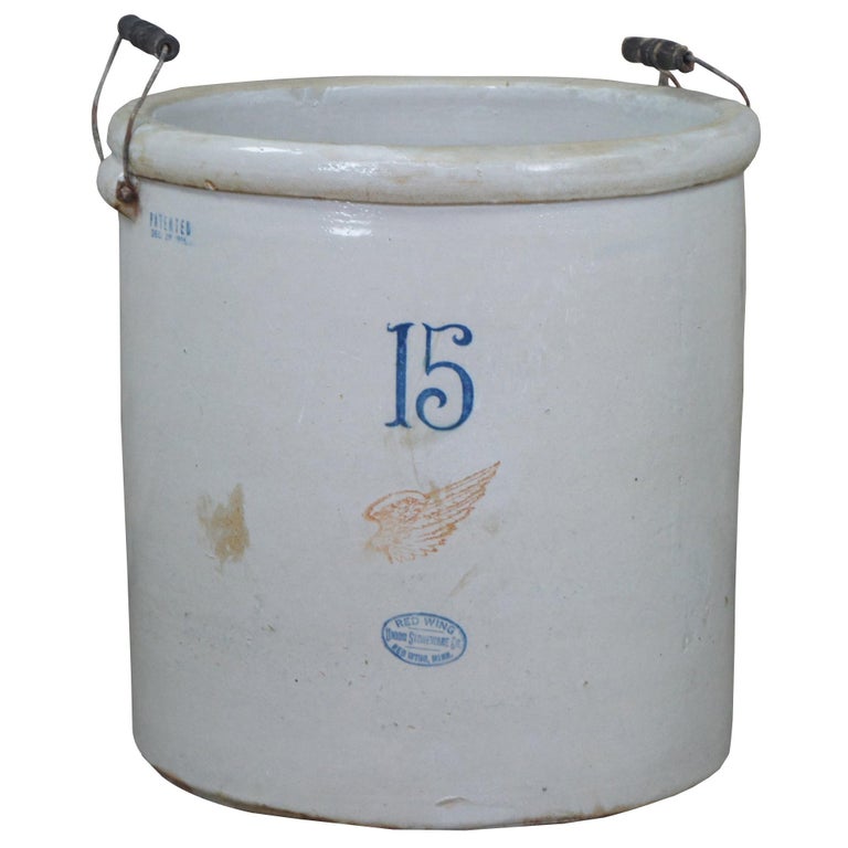 Antique Red Wing Union Stoneware 15 Gallon Crock with Handles Butter Churn  at 1stDibs | 15 gallon red wing crock, red wing crock 15, red wing 15  gallon crock value