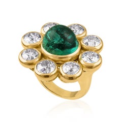 Mindi Mond 12 Carat Colombian Emerald Diamond Yellow Gold Cocktail Ring