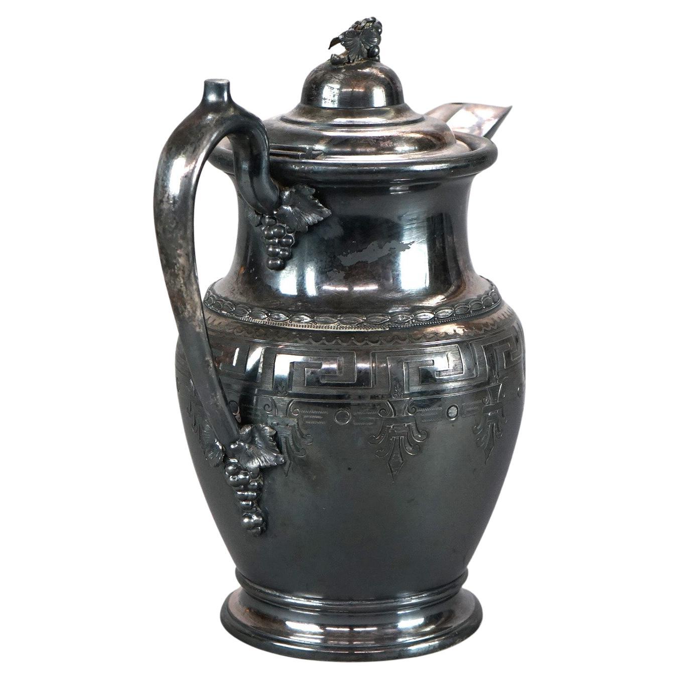 Antiker versilberter Krug aus Schilf und Barton, um 1890