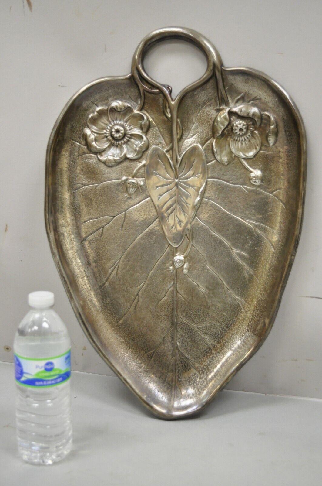Antique Reed & Barton 1400 Art Nouveau Deco Lily Pad Leaf Charges Tray For Sale 4