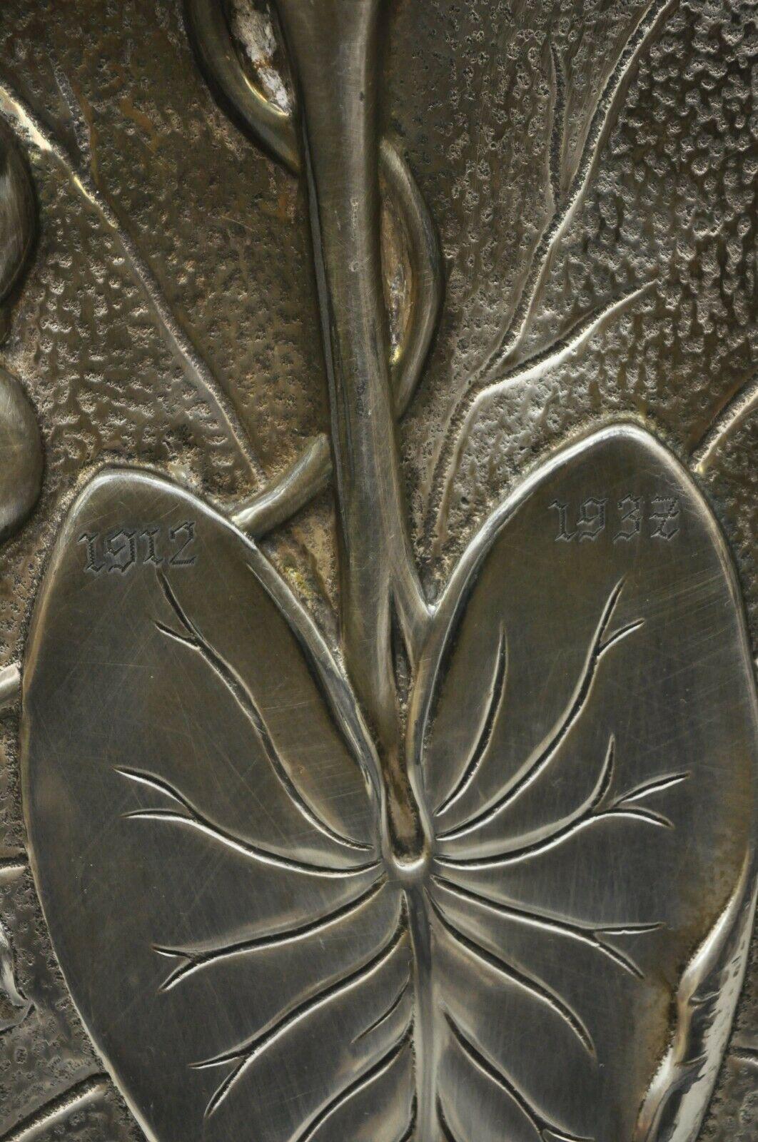 Antique Reed & Barton 1400 Art Nouveau Deco Lily Pad Leaf Charges Tray For Sale 1