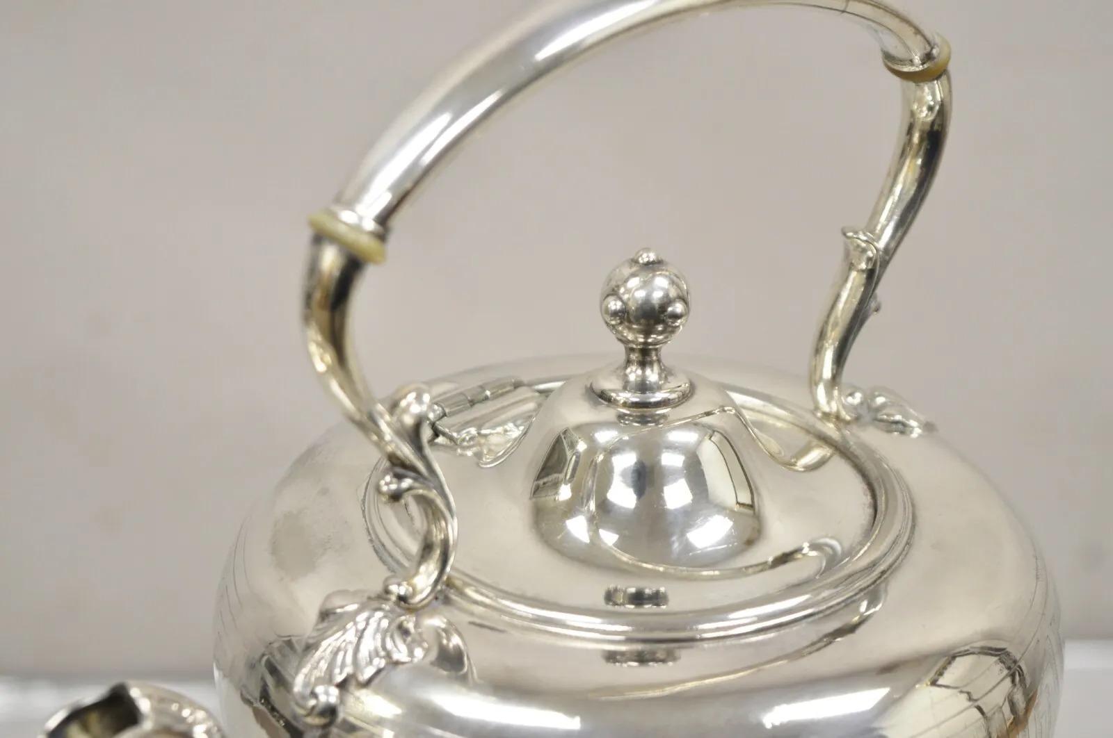 Antique Reed & Barton 1866 Silver Plated Victorian Tilting Tea Pot on Stand For Sale 7