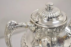 Antique Reed & Barton 3221 Victorian Silver Plated Floral Repousse 6 Pc Tea Set