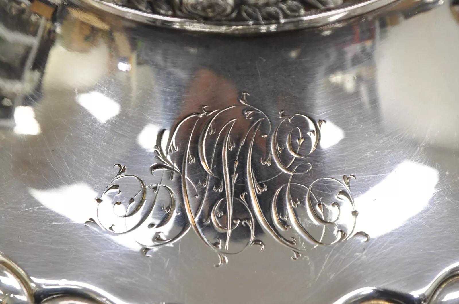 Antique Reed & Barton 3221 Victorian Silver Plated Floral Repousse 6 Pc Tea Set For Sale 1