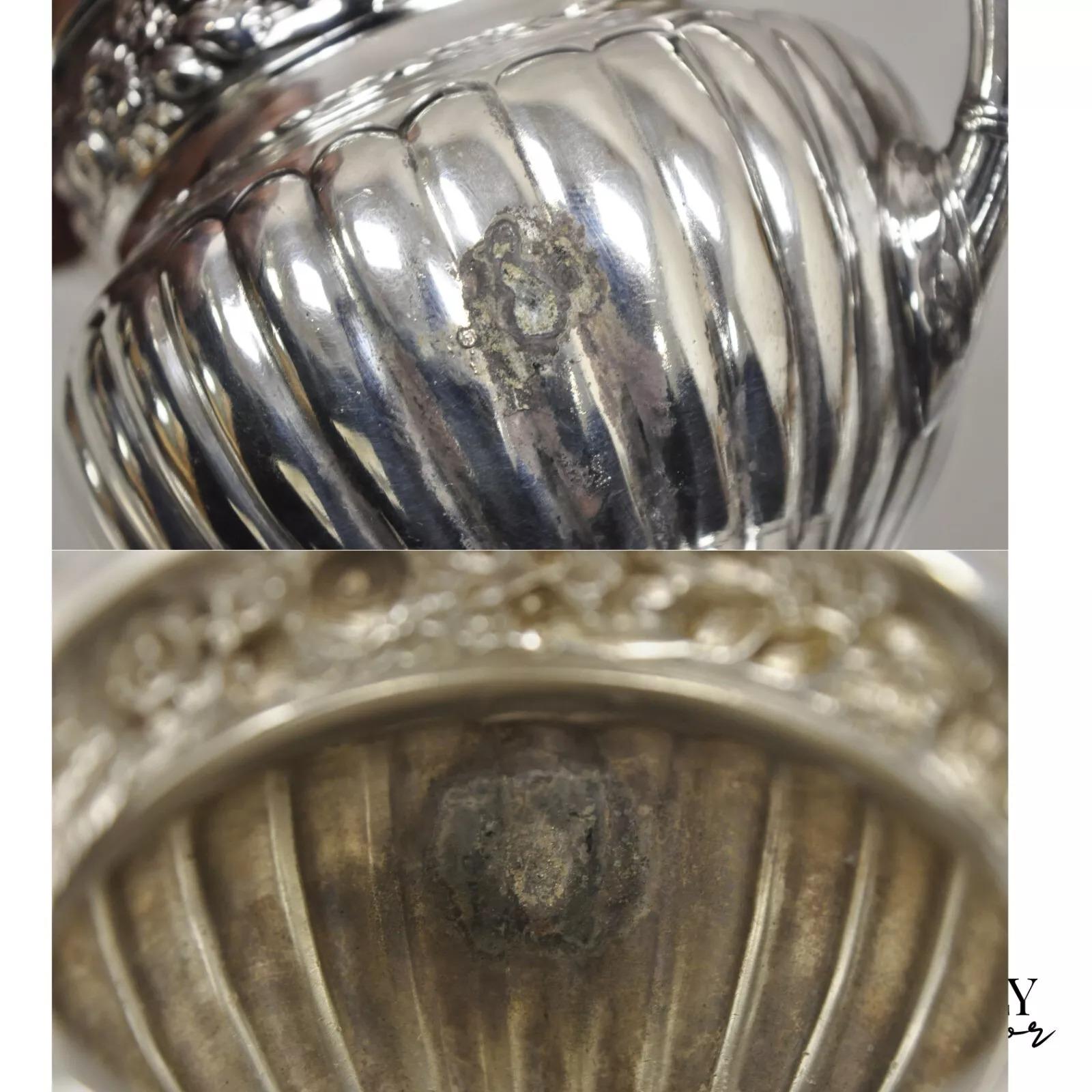 Antique Reed & Barton 3221 Victorian Silver Plated Floral Repousse 6 Pc Tea Set For Sale 4