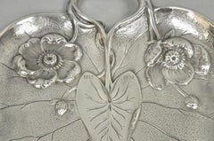 Antique Reed & Barton Art Nouveau Deco Lily Pad Leaf 20" Trinket Dish Bar Tray