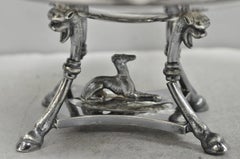 Antique Reed & Barton English Regency Figural Bread Basket w Whippet Dog Base
