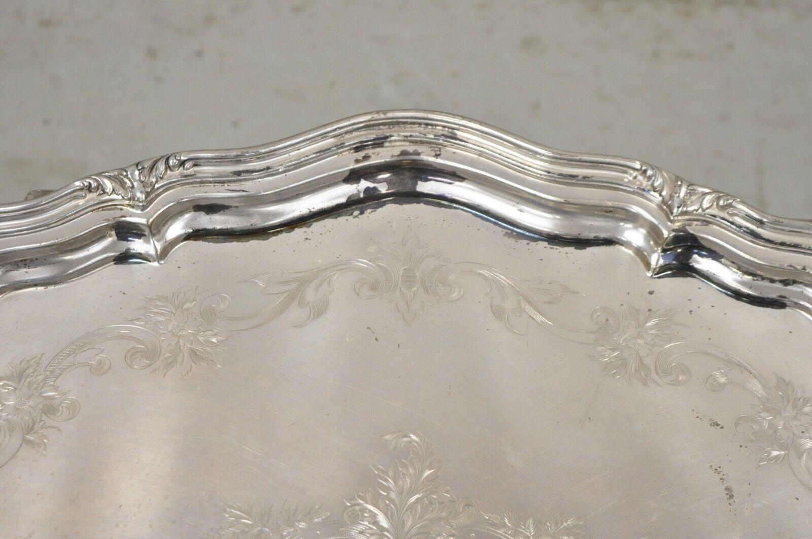 Antique Reed & Barton EPNS 06143 Silver Plated Handle Tray Serving Platter In Good Condition In Philadelphia, PA