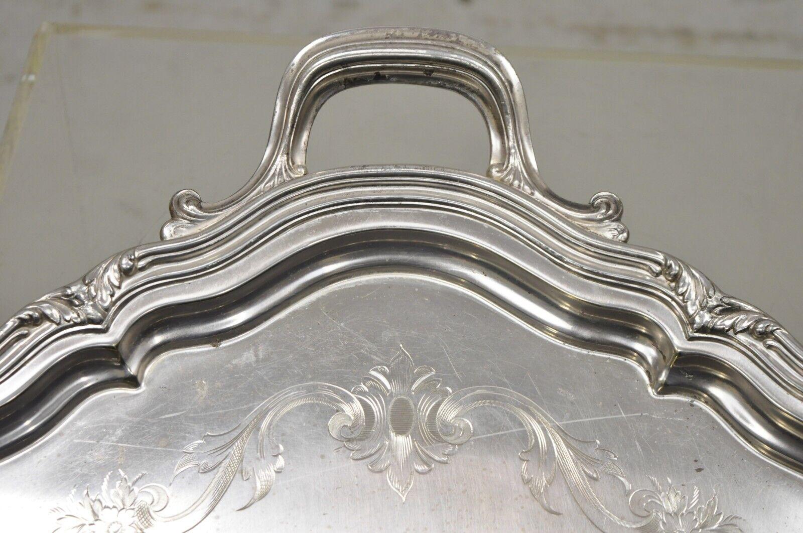 20th Century Antique Reed & Barton EPNS 06143 Silver Plated Handle Tray Serving Platter