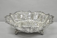 Antique Reed & Barton Reticulated Silver Plated Trinket Dish Bowl "B" Monogram