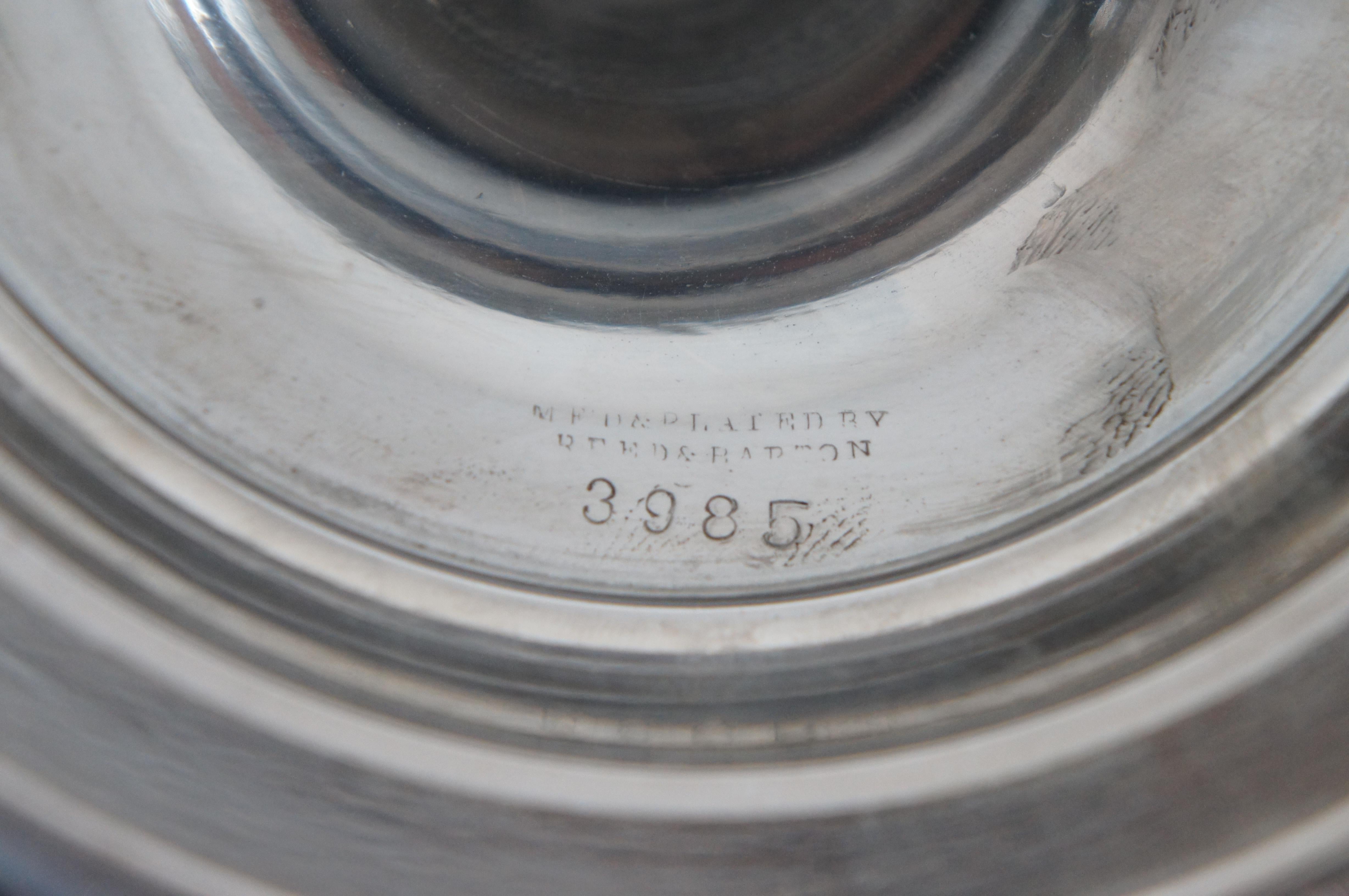 Antike Reed & Barton Silber Platte geätzt Glas Cruet Condiment Caddy Set im Angebot 2