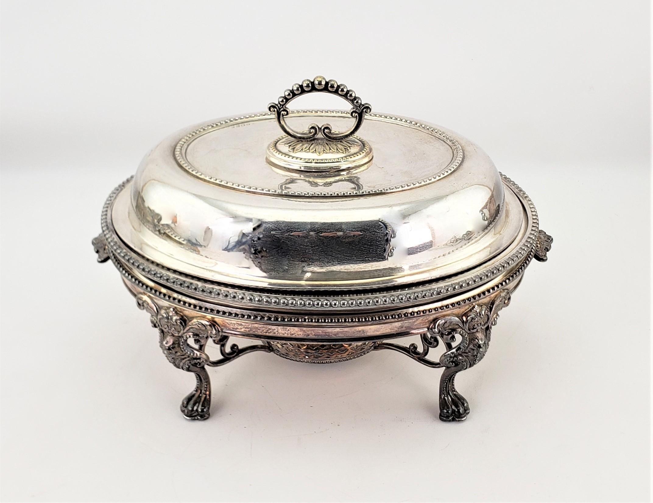 Edwardian Antique Reed & Barton Silver Plated Covered Warm Food Server or Chafing Dish
