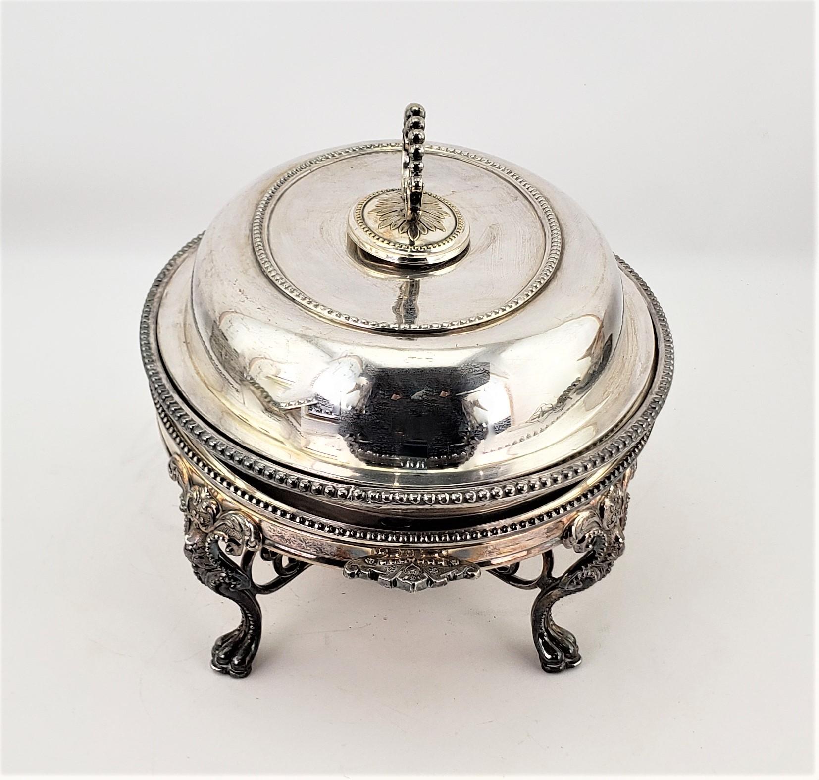 Machine-Made Antique Reed & Barton Silver Plated Covered Warm Food Server or Chafing Dish