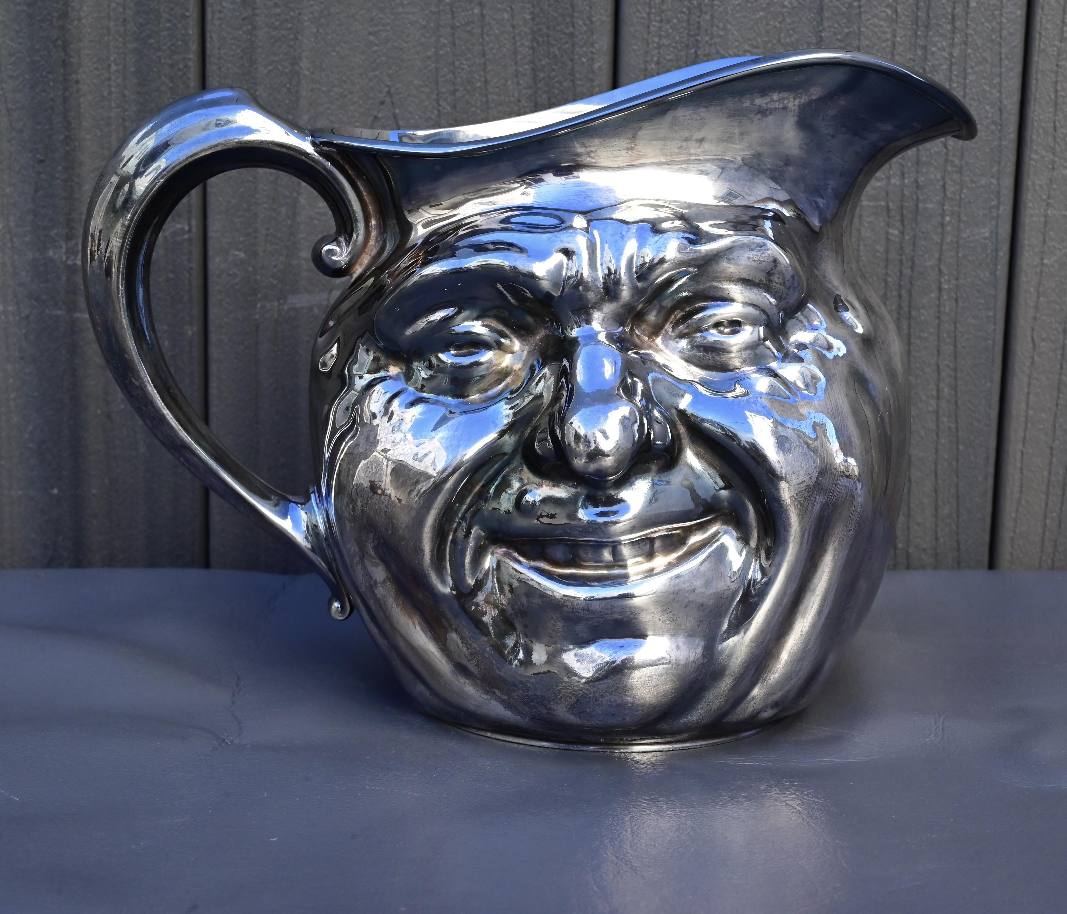 Mid-20th Century Antique Reed & Barton Silver-Plated “Jolly Face” Pitcher Jug Sunny Jim For Sale