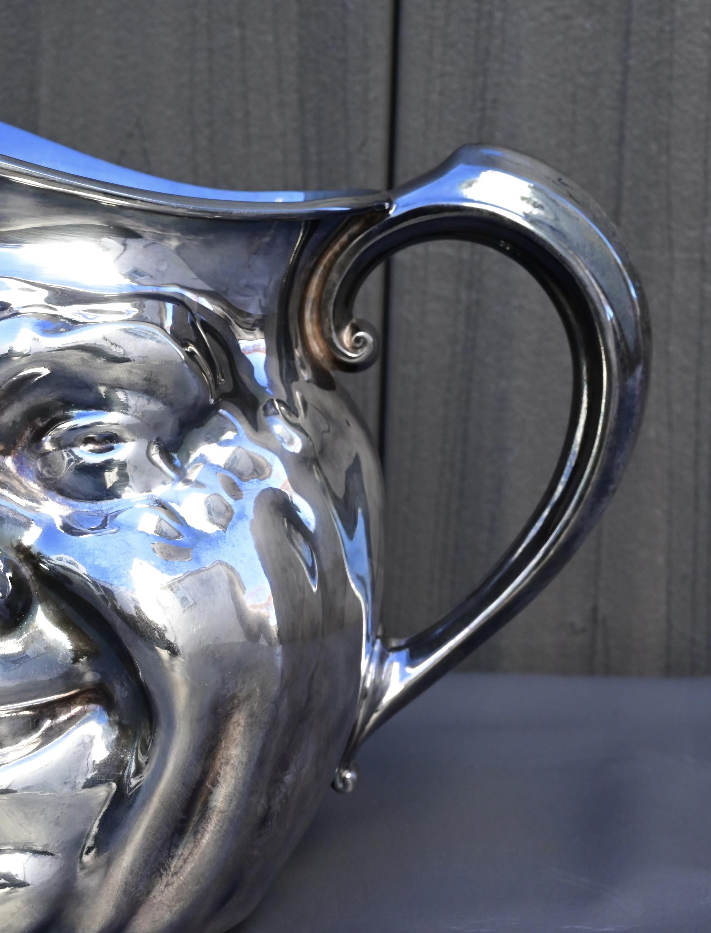 Antique Reed & Barton Silver-Plated “Jolly Face” Pitcher Jug Sunny Jim For Sale 2