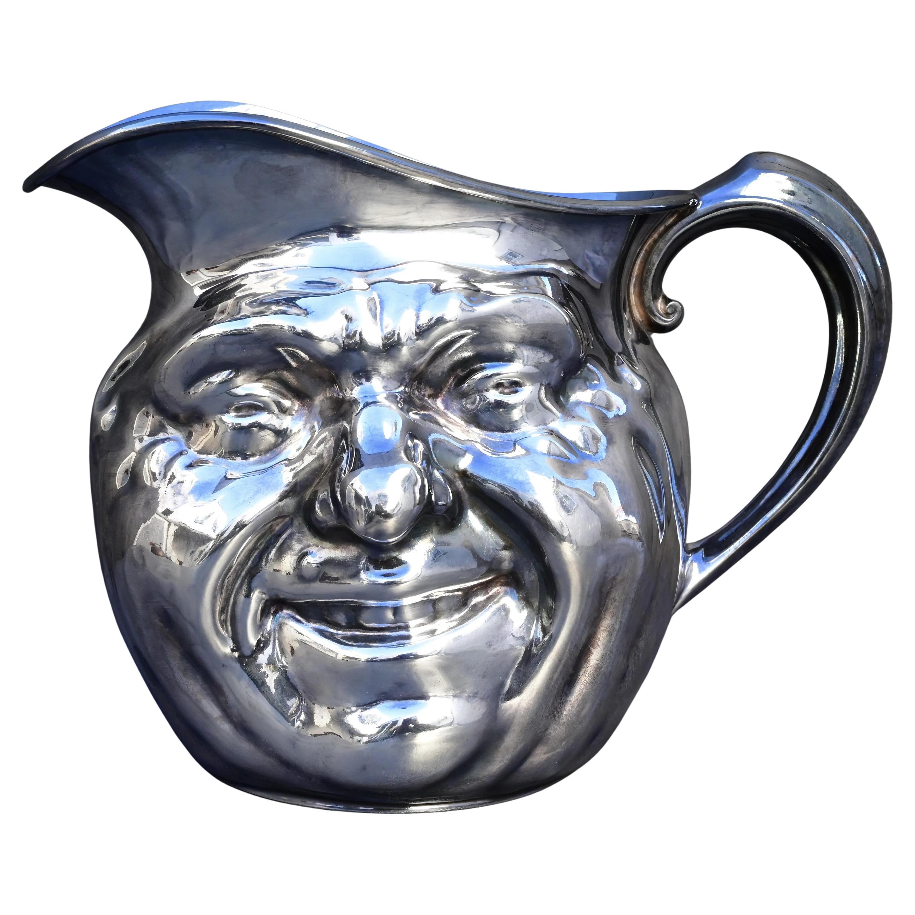 Antique Reed 
Barton Silver-Plated “Jolly Face” Pitcher Jug Sunny Jim For Sale