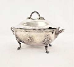 Antique Reed & Barton Silver Plated Tureen with Lion Head Mounts & Medallions