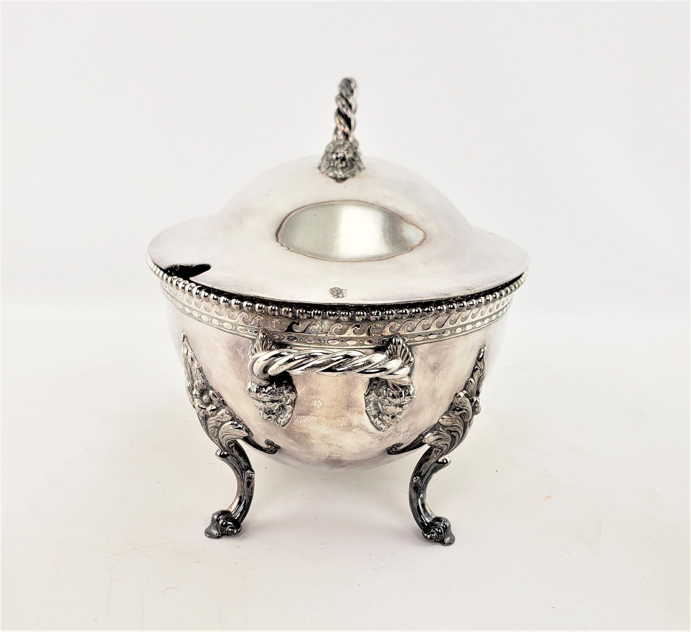 Late Victorian Antique Reed & Barton Silver Plated Tureen with Lion Head Mounts & Medallions For Sale