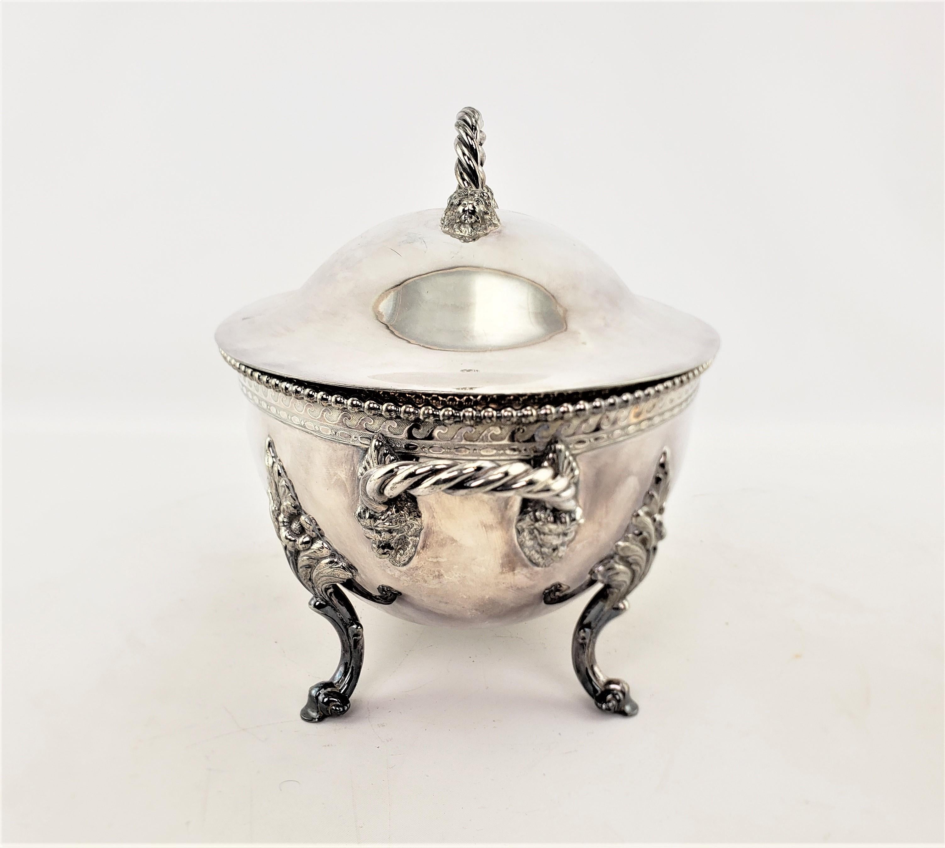 Antique Reed & Barton Silver Plated Tureen with Lion Head Mounts & Medallions In Good Condition For Sale In Hamilton, Ontario