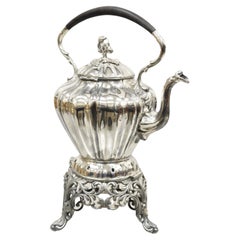 Antique Reed & Barton Silver Plated Victorian Tilting Tea Coffee Pot on Stand