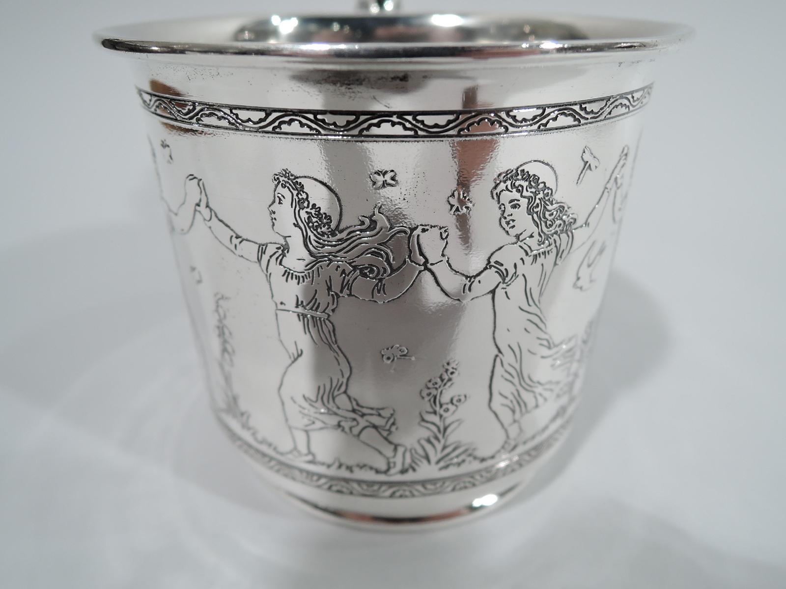 Art Nouveau Antique Reed & Barton Sterling Silver Baby Cups with Botticelli Nymphs