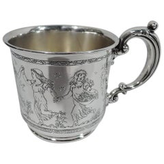 Antique Reed & Barton Sterling Silver Baby Cups with Botticelli Nymphs