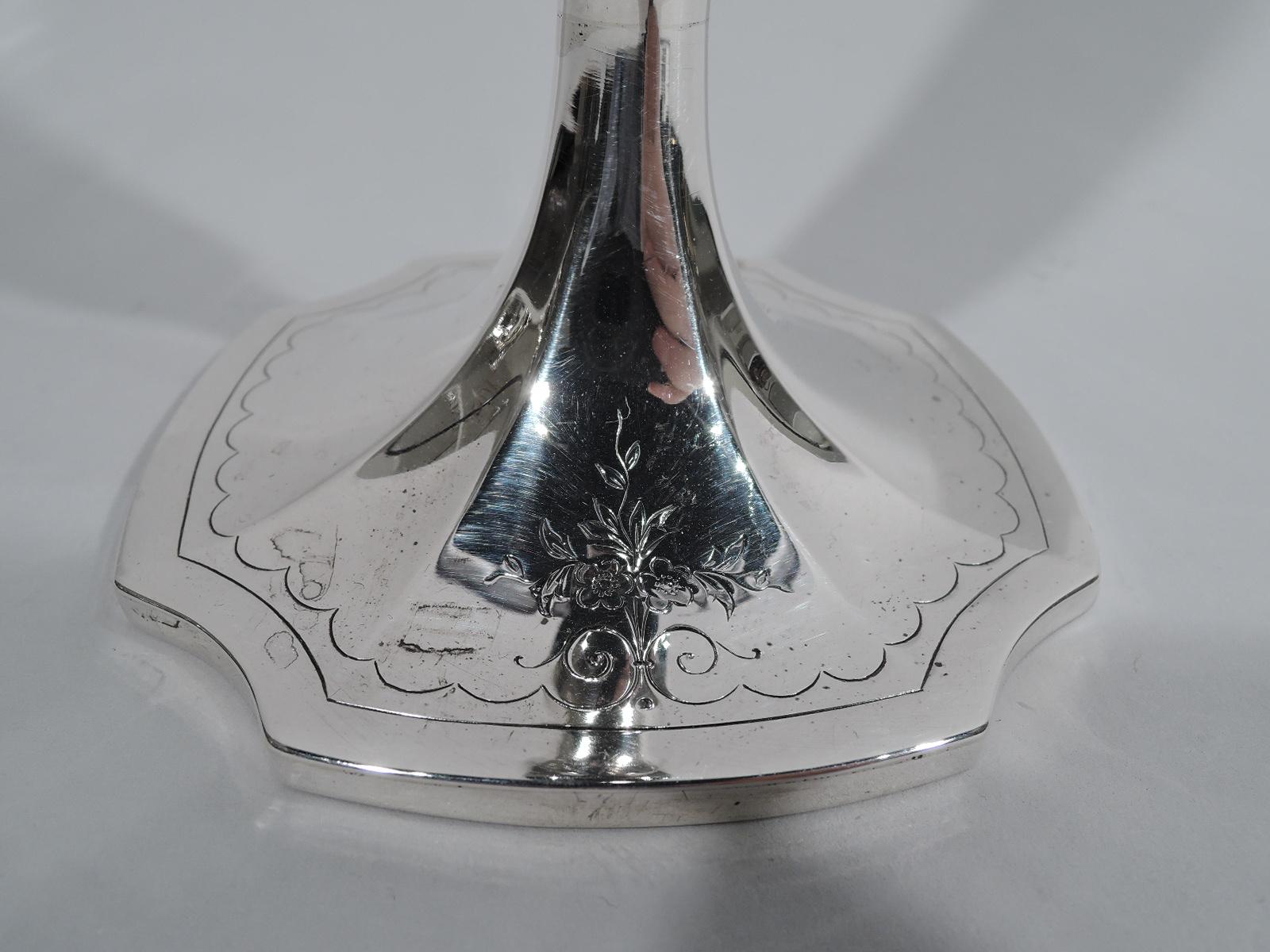 Antique Reed & Barton Tall Edwardian Sterling Silver Vase In Good Condition In New York, NY